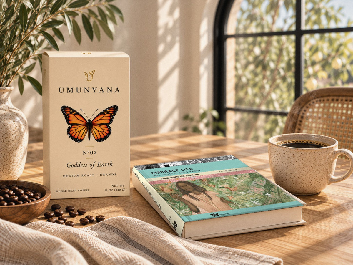 The Quiet Hour: Goddess of Earth with Embrace Life and a cup of coffee